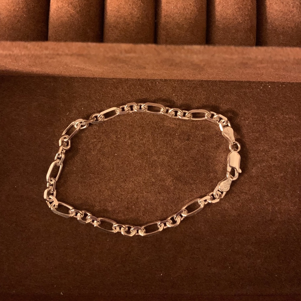 FIRM!!!! 7.5” Sterling Silver Bracelet, Rolo Design, 925